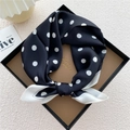 Silk scarf with black and white polka dots in a premium gift box packaging - Frame Polka Dot Black