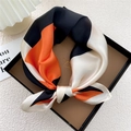 Elegant silk scarf with orange and black geometric pattern in a premium gift box - Orange Spliced Quadrilateral (19Z)
