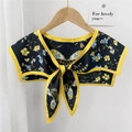 Floral butterfly silk scarf in black and yellow for office and daily styling - Black Butterfly Floral