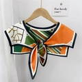 Women's scarf featuring geometric patchwork patterns and a stylish bow-tie knot design - Stone Wall Geometric Black Edge
