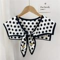 Polka dot shawl scarf with cartoon fox ties for office neck protection and decoration - Polka Dot Little Fox