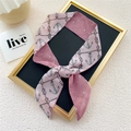 Piccolo foulard in seta rosa con ancora nautica per borse o decorazione collo - Rosa Ancora di Corda