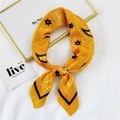 Elegant orange silk square scarf featuring classic paisley and black floral patterns - Orange Yellow Paisley Dot (28 Double Paisley Dot Orange Yellow)