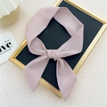 Pink and white striped narrow silk scarf hair tie in a stylish knotted bow design - 6*95cm / Fine Striped Pink