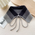 Scialle a maglia a tre colori con fiocco regolabile nei toni del nero e grigio - Righe Sfumate Nero Grigio (2 Grigio a Righe)