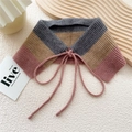 Colletto finto in maglia a righe tricolori nei colori grigio, cammello e rosa - Righe Grigio Cammello Rosa (3 Rosa a Righe)