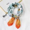 Floral butterfly square silk scarf with white base and vibrant orange border - Orange Butterfly Flower Branch (34 Butterfly Orange)