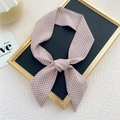 Polka dot skinny silk scarf in dusty pink for hair styling and handbag decor - 6*95cm / Pink Polka Dot