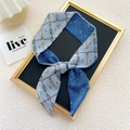 Double-sided nautical silk twilly scarf with anchor and starry sky prints - Rope Anchor Blue