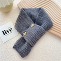 Dark grey chunky knit scarf featuring amber buttons on a cozy winter backdrop - Medium Grey