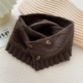 Knitted button scarf in dark brown with elegant ruffle trim for women's winter warmth - Brown (6 Button Argyle Brown)