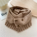 Brown knit button scarf with thick cable weave and vintage tortoiseshell buttons - Coffee (8 Button Argyle Coffee)