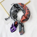 Elegant silk scarf featuring vibrant orange and lavender paisley patterns on linen fabric - Purple Paisley Striped (15 Paisley Two-tone Purple)