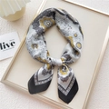 Baroque style silk scarf in grey and yellow patterns for professional uniforms - Paisley Triangle Grid Black Edge (13)