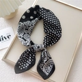 Elegant 70x70 silk scarf with black and white polka dots and paisley pattern - Polka Dot Paisley Black (23)