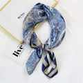Blue and beige paisley print silk scarf in a stylish knot design with a glossy finish - Khaki Paisley Striped (19 Paisley Two-tone Khaki)