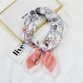 Pink gradient silk scarf with floral and butterfly patterns in a stylish ring knot - Pink Butterfly Flower Branch (35 Butterfly Pink)