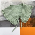 Pale green layered ruffle shawl collar with adjustable front self-tie bow design - Light Green Tiered Collar