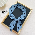 Foulard étroit bleu clair à pois noué comme un accessoire de cheveux élégant - 9 Lignes de Pois Bleu