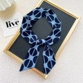 Foulard étroit bleu à motif géométrique pour cheveux ou accessoire de sac élégant - 11 Demi-cercle Bleu
