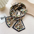 Silk necktie scarf with abstract leopard print in mustard yellow and green tones - Khaki Spray Painting