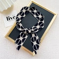 Foulard étroit en soie pour femme avec motifs géométriques semi-circulaires noir et blanc - 12 Demi-cercle Beige