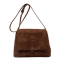 Borsa tote vintage marrone in similpelle opaca con fibbia in metallo e tracolla - Marrone