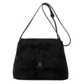 Borsa tote nera retrò con patta vintage e tracolla regolabile per donne elegante - Nero