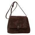 Borsa tote retrò marrone scuro in ecopelle opaca con fibbia dorata e catena metallica - Marrone