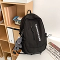 Schwarzer Rucksack mit großem Fassungsvermögen und niedlichem Froschanhänger für Schüler - Schwarz Mit Kaninchenanhänger