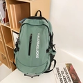 Bean green school backpack with large capacity and letter print for travel and study - Green