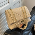 Borsa a tracolla trapuntata beige con catena dorata e chiusura a girello di classe - Beige