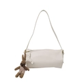 Borsa a cilindro bianca con dettaglio fiocco e portachiavi a forma di coniglio marrone - Bianco Con Pendente