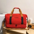 Grande borsa da viaggio rossa in oxford con manici marroni e scomparto umido-secco - Rosso
