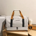 Borsa da viaggio grigio chiaro in tessuto Oxford con manici arancioni e scomparto scarpe - Grigio chiaro