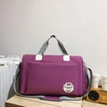 Grande borsa da viaggio viola in tessuto Oxford con tracolla e logo vintage 1979 - Viola