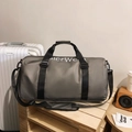 Bolso de viaje gris en tela Oxford con correa ajustable e impresión lateral decorativa - Champán