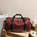 Bolso de viaje grande de tela Oxford burdeos con correa para hombro y asas firmes - Burdeos