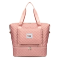 Borsa da viaggio trapuntata rosa in tessuto Oxford con ampio scomparto per scarpe - Rosa Chiaro
