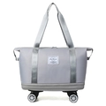 Light grey Oxford fabric travel bag with wheels and large capacity for women - Gray