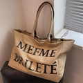 Klassische khakifarbene Canvas-Einkaufstasche mit MEFME BRILETE Aufdruck und Schultergurten - Khaki