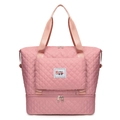 Borsa da viaggio trapuntata Oxford rosa grande capacità con scomparto scarpe separato - Rosa scuro