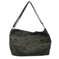 Borsa a spalla in tela a mezzaluna con stampa zebrata verde scuro e nera alla moda - Zebra Verde