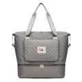 Borsa da viaggio grigia trapuntata in tessuto Oxford con scomparto scarpe e manici - Grigio