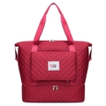 Borsa tote trapuntata rosso scuro con grande capacità e scomparto per scarpe fitness - Rosso