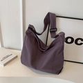 Minimalist deep purple canvas tote bag with adjustable shoulder strap and large capacity - Purple