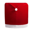 Classic red velvet Santa hat chair covers with white plush pom-pom for Christmas decor - 1PC