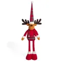Peluche renna di Natale da 20 pollici con gambe telescopiche e tessuto a scacchi - Stile Maschile (Retraibile)