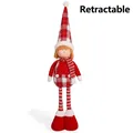 20 Zoll ausziehbare Weihnachtsjungen Puppe mit roter Strickmütze und Karo-Latzhose - Männlicher Stil (Ausziehbar)