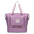 Purple quilted oxford travel bag with dual handles and separate shoe compartment - Light Purple